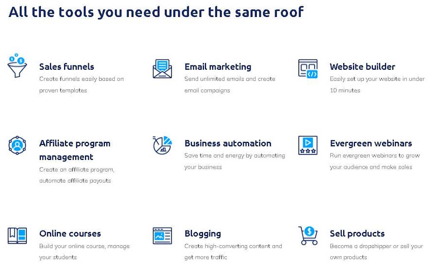 what's in the systeme io platform